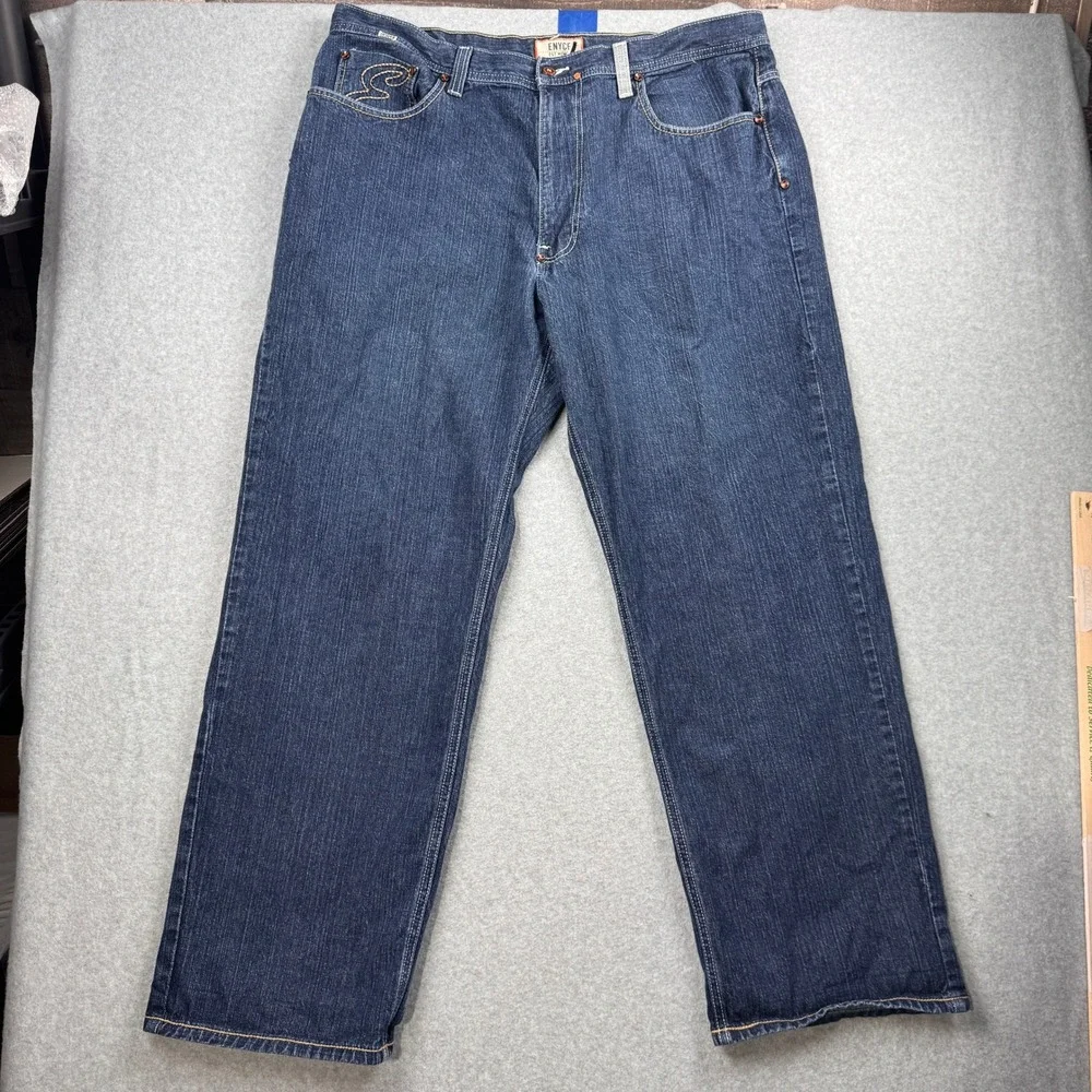 Enyce Jeans Mens 42 Blue Baggy Loose Wide Leg‎ Embroidered Logo Streetwear Y2K
